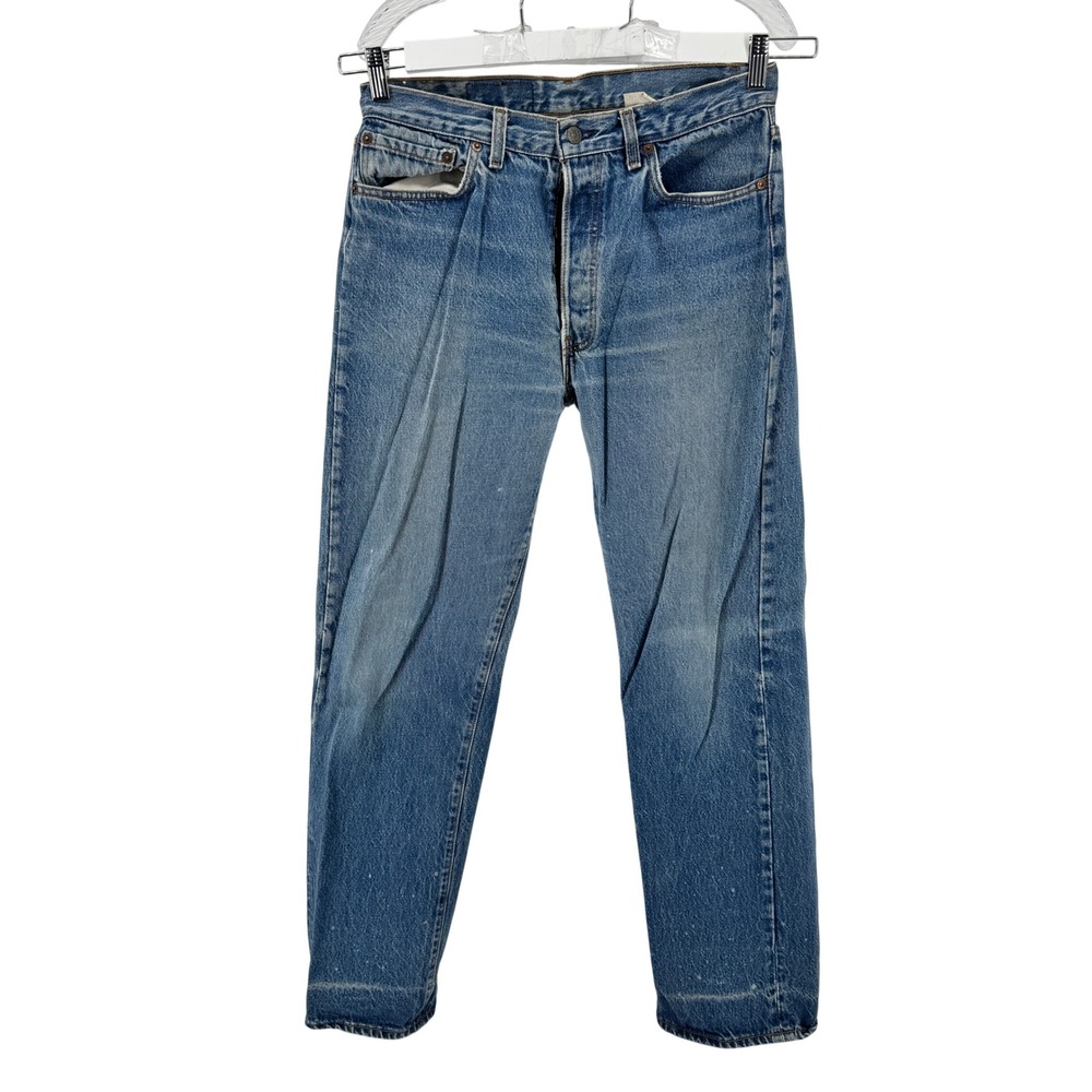 Vintage 90s Levi's 501 Straight Leg Jeans Mens 34x32 Blue Button Fly USA Made